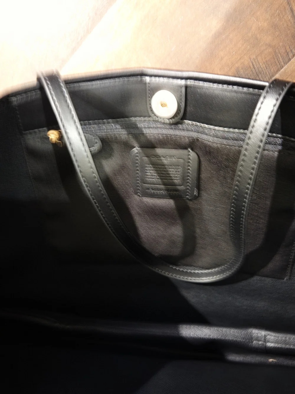 Coach Black Backpack Interior Patch Detail